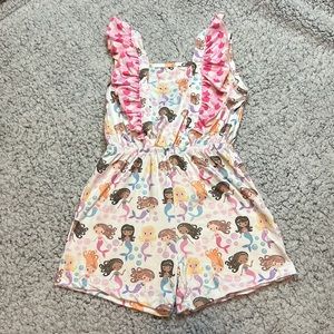 Pete and Lucy Mermaids Girls Romper 7/8